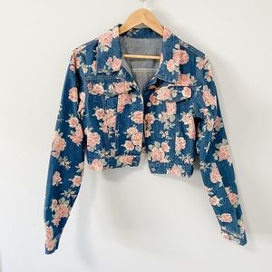 Floral denim jacket - Size S